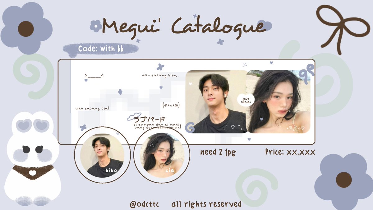 ospek time 🍒🍏

aloo man timun! aku baru melahirkan katalog baru bernama 'with me' 🌸 anw ada versi couplenya juga yaitu 'with bb!' 🦄 mohon ospeknya teman timun! bila ada kesamaan dengan ba lain mohon ketuk dm ku ia, terima kasih 🌟🐇 

#zonauang