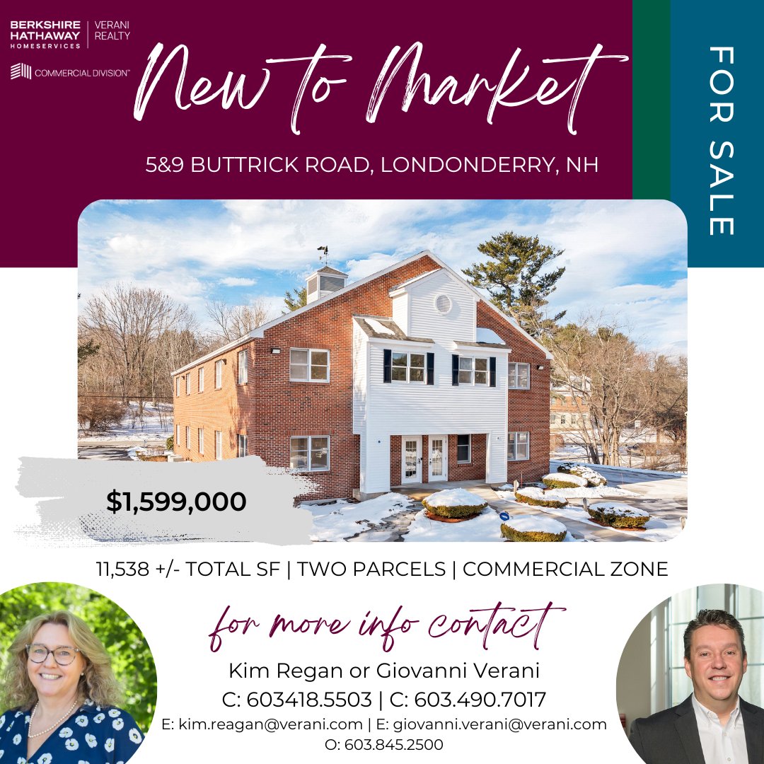🚨JUST LISTED: Prime Office Building Opportunity in Londonderry FOR SALE

📍 5&amp;9 Buttrick Road, Londonderry, NH

👉buildout.com/website/5-butt…

📲 Kimberly Reagan @ 603.418.5503 or Giovanni Verani @ 603.490.7017
