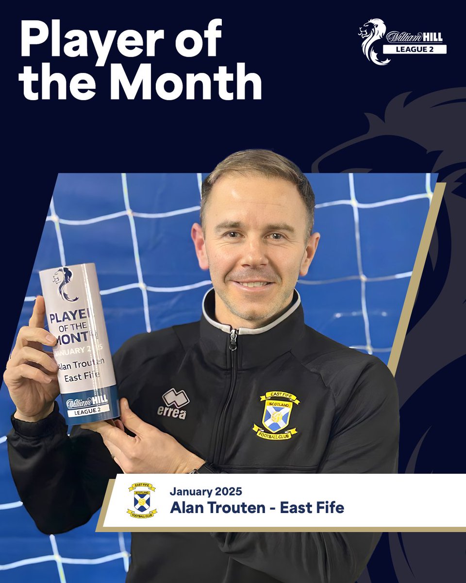 SPFL (@spfl) on Twitter photo Congratulations to <a href="/EastFifeFC/">East Fife FC</a>'s Alan Trouten, the @williamhill League 2 Player of the Month for January! ๐ Congratulations to <a href="/EastFifeFC/">East Fife FC</a>'s Alan Trouten, the @williamhill League 2 Player of the Month for January! ๐