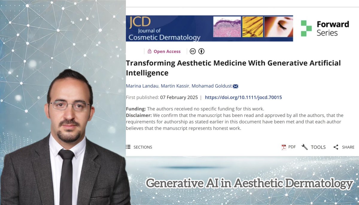 MohamadGoldust's tweet image. Generative AI is expanding cosmetic dermatology with 3D simulations, personalized treatment planning, and AI-driven consultations. Ethical AI adoption is key! #AIDermatology #CosmeticTech