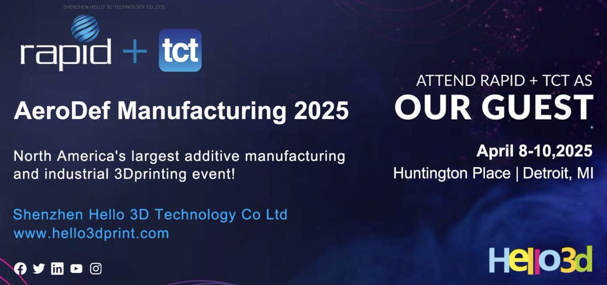 Hello3dFilament's tweet image. TCT 2025
Huntington Place | Detroit, Ml