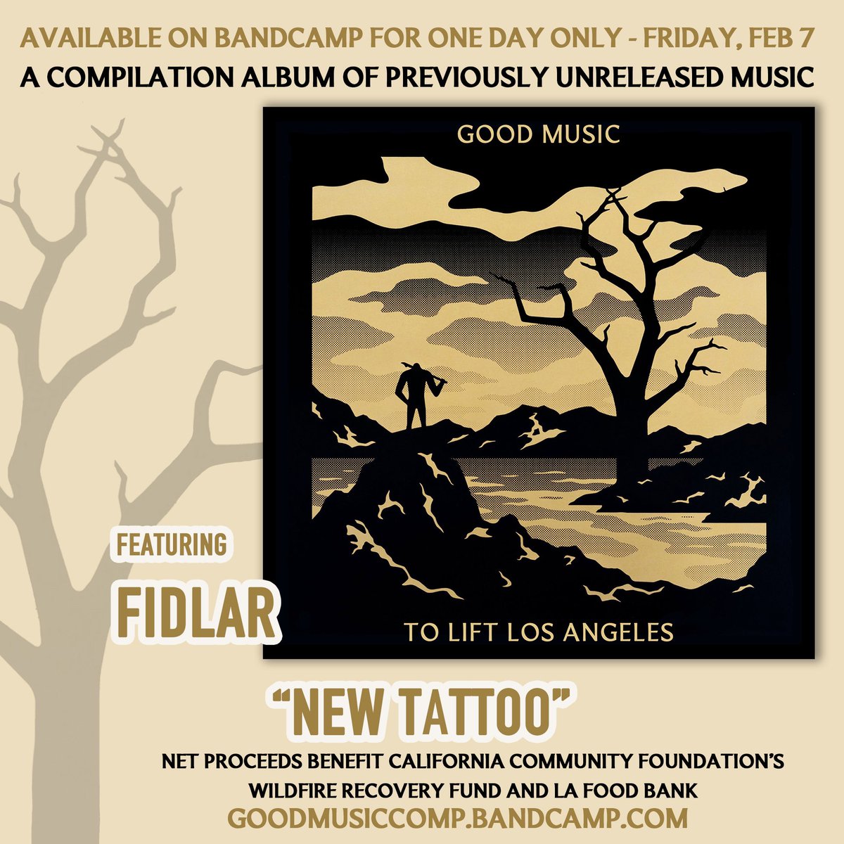 new unreleased song “NEW TATTOO” out for 24 hrs only!!! go stream in on repeat and let’s get this great cause paid AF!!! FIDIOTS mount up!!!

goodmusiccomp.bandcamp.com