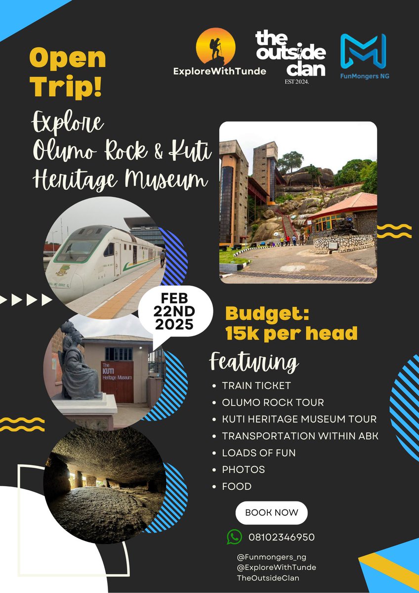 FunMongers_ng's tweet photo. Don't miss another great Opportunity to explore Historical Places 🫵🏿👌🏿 https://t.co/gRTmpQOLKK