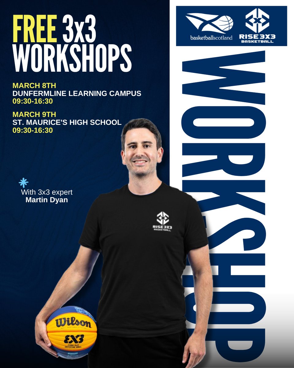 As part of our mission to grow the 3x3 game in Scotland, we’re partnering with <a href="/rise_3x3/">rise3x3</a> Basketball to host two FREE 3x3 workshops!

These workshops are open to ANYONE looking to develop their skills and understanding of the game.

📩 Sign up now! 👉 bit.ly/40whbO0