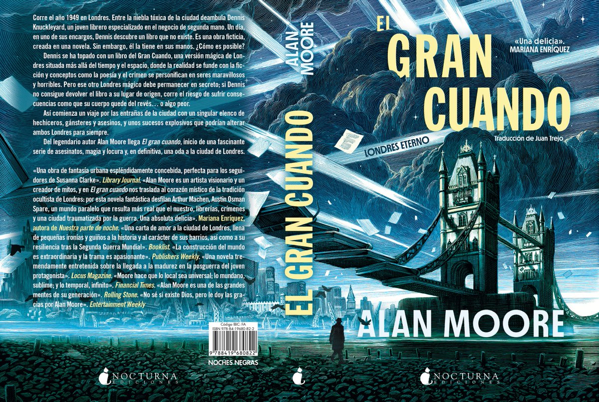 NocturnaEd's tweet image. El 17 de febrero publicamos #ElGranCuando, el esperado retorno de #AlanMoore a la novela: una oda a Londres y un tour de force lleno de magia, misterio e historia ✨ #NovedadesNocturna #LondresEterno
«Una delicia». Mariana Enríquez

➡️tienda.nocturnaediciones.com/products/el-gr…