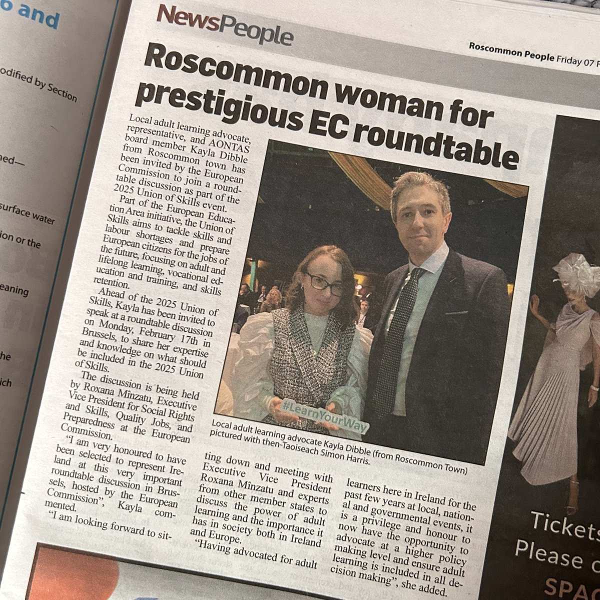 kaylarita98's tweet image. Thank you @RoscommonPeople for the lovely feature in this week’s newspaper ☺️

#ThisIsFET #AdultLearning #LearnersAsLeaders #AONTAS