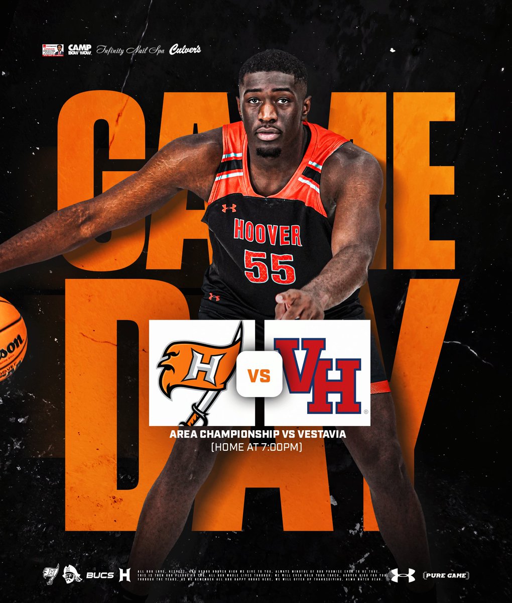 AREA CHAMPIONSHIP GAME DAY! 
🆚 Vestavia 
⏰ 7:00 pm
📍 Hoover High School
#BUCSbball