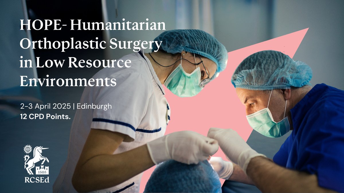Spaces are still available for the HOPE Course taking place on 2-3 April in Edinburgh. This will be a great opportunity for those wishing to undertake humanitarian surgery in the global environment.

Book today: bit.ly/4hMXn0t