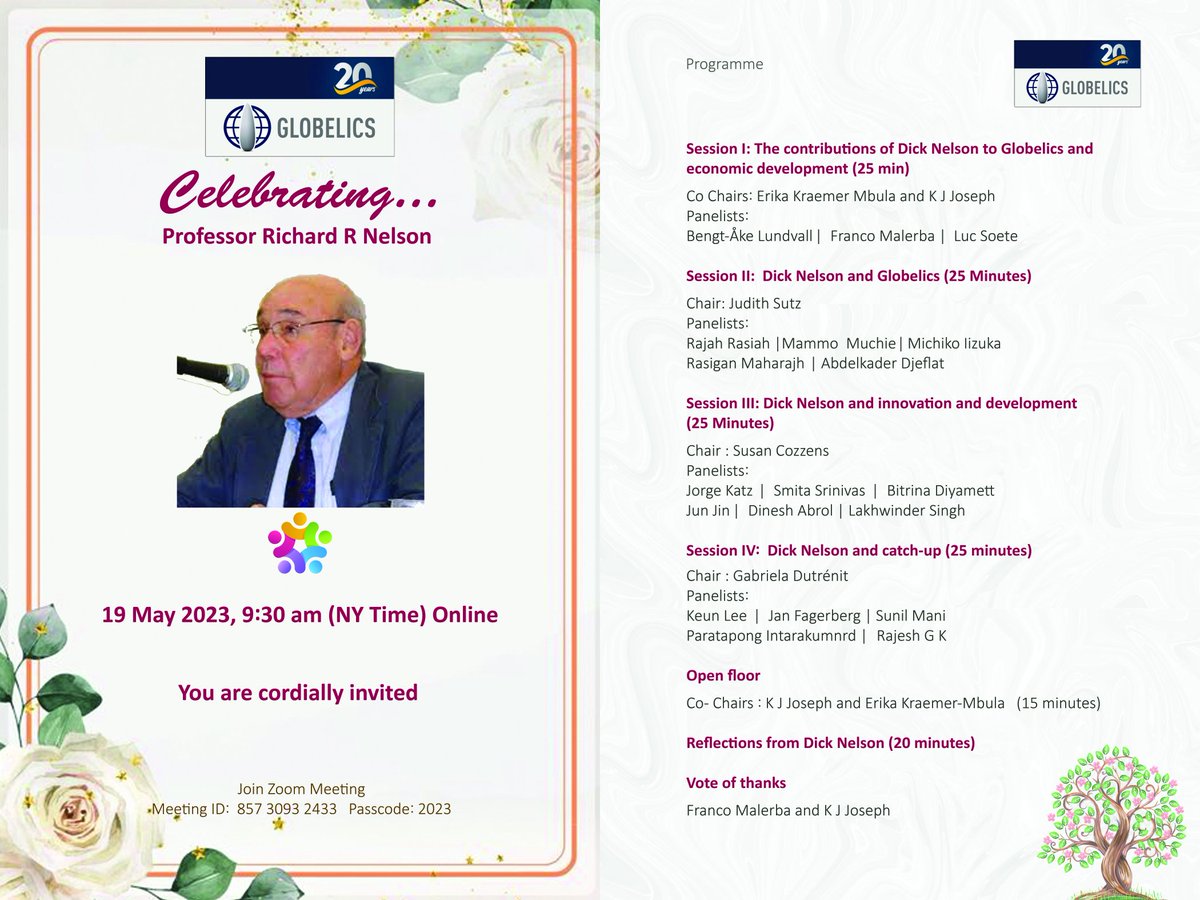 AmitK_PhD's tweet image. Saddened by d news of demise of Doyen of #EvolutionaryEconomics &amp;amp; architect of #Innovation theories/concepts, Prof #RichardNelson! 

#National_Innovation_System #Technological Change &amp;amp;
Econ Growth
#Theory of #Firm

In 2023, I could listen to d #legend during an online event! #RIP