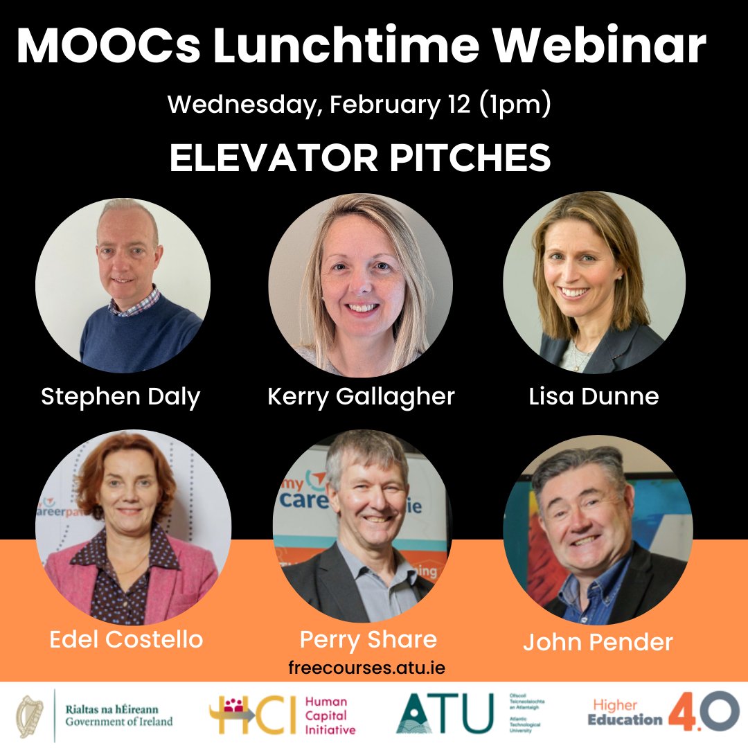 ATUMakerSpace (@atumakerspace) on Twitter photo There will be a series of elevator pitches from those involved in the creation of ATU’s MOOCs at the lunchtime webinar focusing on <a href="/atu_ie/">Atlantic Technological University</a>'s free online short courses on Wednesday, February 12 (1pm). Register for the webinar at: events.teams.microsoft.com/event/5203e848…
<a href="/gavinclinch/">Gavin Clinch</a> <a href="/hea_irl/">HEA</a> There will be a series of elevator pitches from those involved in the creation of ATU’s MOOCs at the lunchtime webinar focusing on <a href="/atu_ie/">Atlantic Technological University</a>'s free online short courses on Wednesday, February 12 (1pm). Register for the webinar at: events.teams.microsoft.com/event/5203e848…
<a href="/gavinclinch/">Gavin Clinch</a> <a href="/hea_irl/">HEA</a>