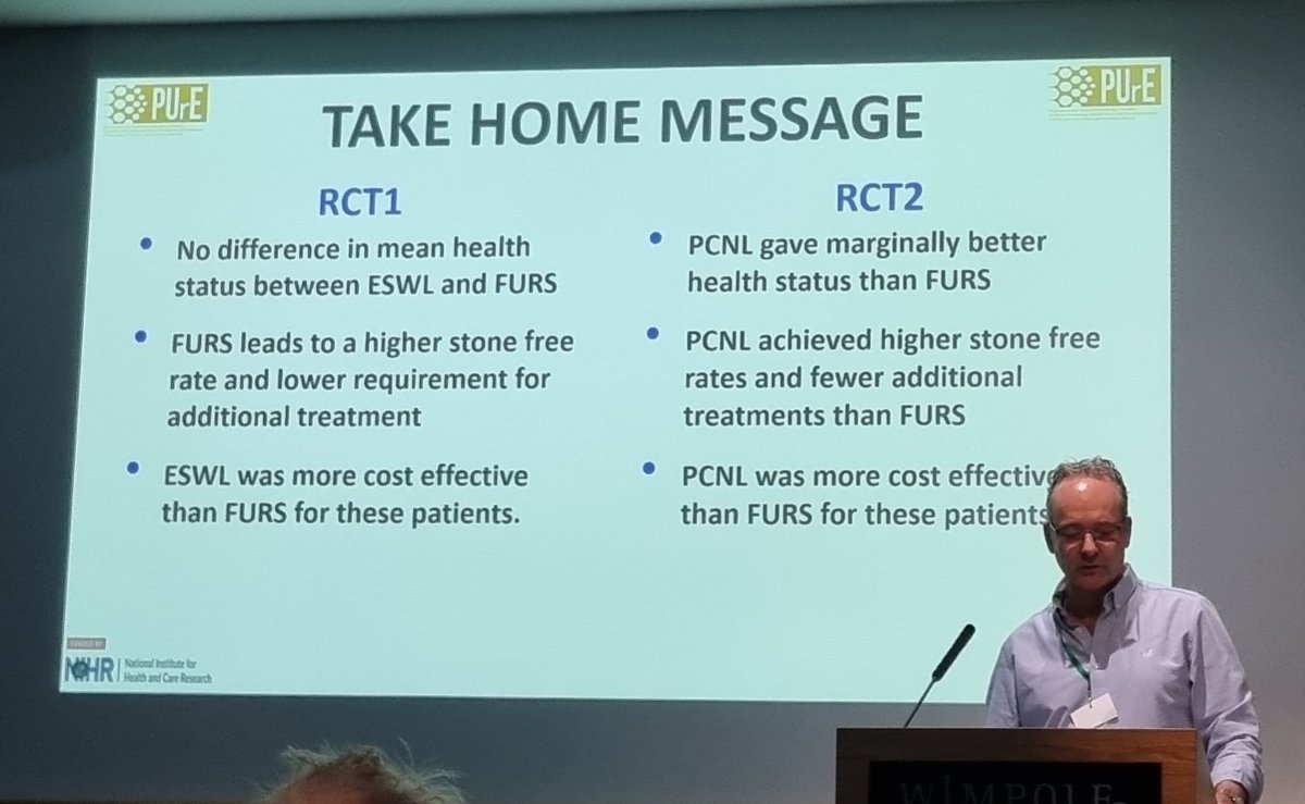 Eric Edison (@eedison_uk) on Twitter photo An excellent programme RSM Endourology <a href="/RSMUrology/">RSM Urology Section</a> <a href="/RoySocMed/">The Royal Society of Medicine</a>
PURE <a href="/EndoLuminalEndo/">Daron Smith</a>
Stones 10-25mm, PCNL (vs fURS)
- ⬆️ clearance + ⬇️retreatment rate
-↔️ complication rate
-⬆️ health status. Early dip in health status after URS - stent pain??
-💷⬇️COST/ ⬆️COST EFFECTIVE An excellent programme RSM Endourology <a href="/RSMUrology/">RSM Urology Section</a> <a href="/RoySocMed/">The Royal Society of Medicine</a>
PURE <a href="/EndoLuminalEndo/">Daron Smith</a>
Stones 10-25mm, PCNL (vs fURS)
- ⬆️ clearance + ⬇️retreatment rate
-↔️ complication rate
-⬆️ health status. Early dip in health status after URS - stent pain??
-💷⬇️COST/ ⬆️COST EFFECTIVE