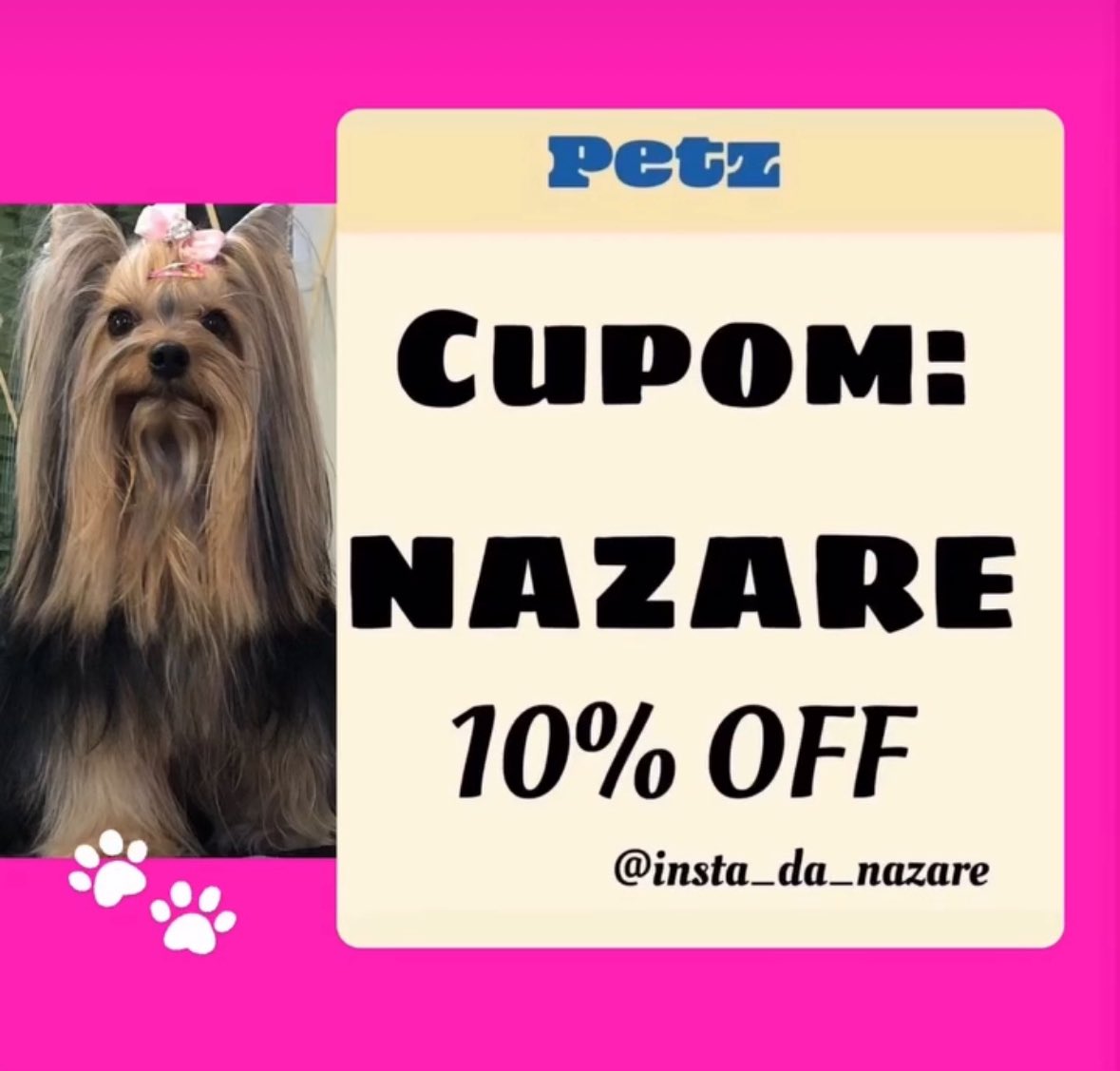 cupom_da_ba's tweet photo. Cupom de desconto PETZ:
➡️ Cupom: NAZARE
😎10% de desconto no site oficial Petz
.
#cupompetz #petz #ração #promoção #gato #cachorro https://t.co/Auzx5PEVLW