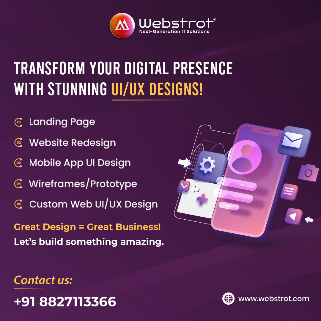 webstrot's tweet image. Elevate Your Digital Presence with Stunning UI/UX!
🌟 Great Design = Great Business!
📞 +91 8827113366
#webdesignsolutions #uiuxcamp #ITCompany #websitedesign #websitemaintenance #prototype #webdevelopment #TrendingPost #CustomerService