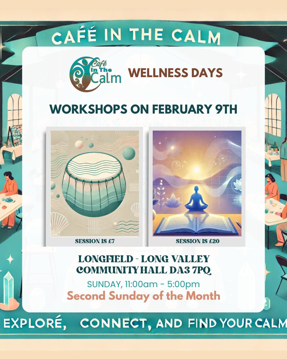 CafeInTheCalm's tweet photo. 🌿 Join us this Sunday for a relaxing Wellness Day at Cafe In The Calm! ✨

Don’t miss this day of relaxation, self-care, and healing! 💫 #WellnessDay #SoundHealing #Visualisation #CafeInTheCalm #SelfCare https://t.co/bn5G7h2Im1