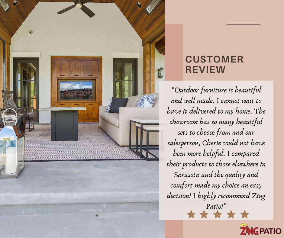 shopatzingfl's tweet photo. Mary's experience at Zing Patio was nothing short of amazing! She found beautiful and well-made patio sets, and our team was so helpful in guiding her choice. 

Discover quality, comfort, and endless options at Zing Patio like Mary did! Visit our one of our locations today. https://t.co/waUfhMKwxg