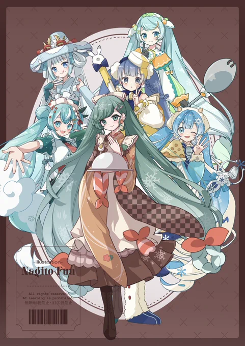 以前描いた雪ミクさんと、候補ちゃんたちを並べてみました。 
