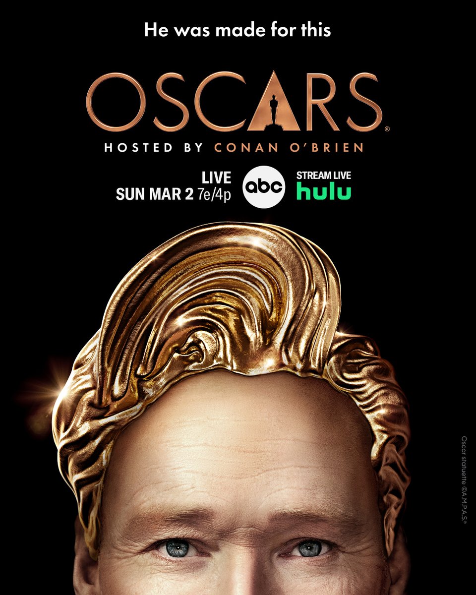 Golden moments await—only at the Oscars!

Watch <a href="/ConanOBrien/">Conan O'Brien</a> host the #Oscars LIVE Sunday, March 2 at 7e/4p on ABC and Hulu.