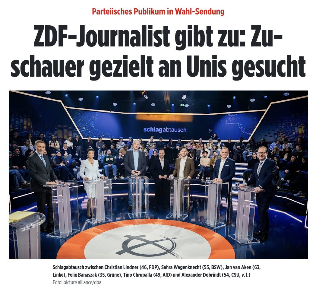 JoanaCotar's tweet photo. Gestern noch Verschwörungstheorie, heute Fakt.

Der öffentlich-rechtliche Rundfunk gehört einfach abgeschafft. Er kommt seiner Aufgabe bereits seit Jahren nicht mehr nach.

"Die öffentlich-rechtlichen Rundfunkanstalten haben bei der Erfüllung ihres Auftrags die Grundsätze der Objektivität und Unparteilichkeit der Berichterstattung, die Meinungsvielfalt sowie die Ausgewogenheit ihrer Angebote zu berücksichtigen."