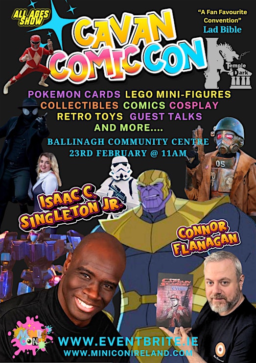 TempleDarkBooks's tweet image. Get your tickets now for CAVAN COMIC CON on SUNDAY 23RD FEB. We'll be there, with special prices on all our titles, and even a talk from The Gatekeeper himself (in human form, of course).
eventbrite.ie/e/cavan-comic-…

#irishevents #eventsinireland #cavan #comiccon #templedarkbooks