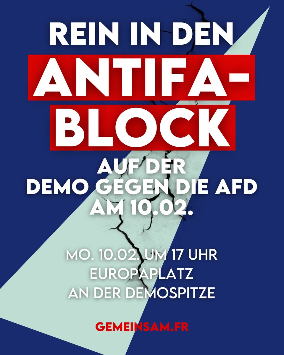 antifafreiburg's tweet image. 🚩 Kommt mit uns in den Antifa-Block! 
Am 10.02. um 19 Uhr lädt die AfD für eine Wahlkampfveranstaltung ins Bürgerhaus Zähringen ein - nicht mit uns!
Den Aufruf findet ihr hier: gemeinsam.fr/22-02-rein-in-…