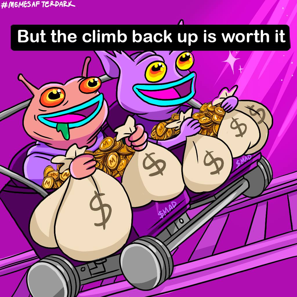 madcoinvip's tweet photo. Being a Degen is a roller coaster 😈

#madcoin #memesafterdark #solana https://t.co/PyRbIPKHgS
