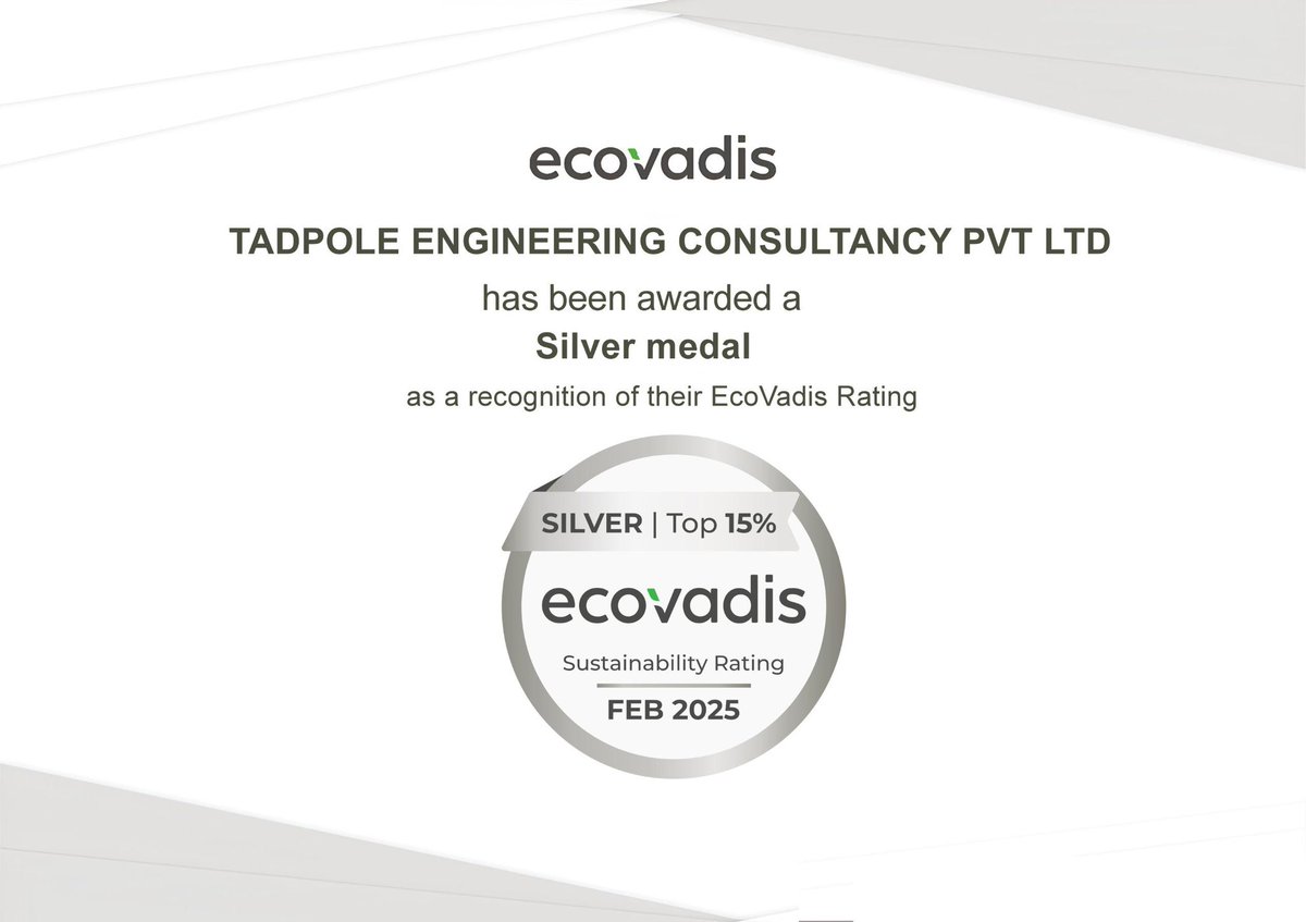 tadpole_eng's tweet photo. Pleased to inform you that TEC has achieved a Silver Medal in the recent EcoVadis Sustainability Assessment.
This result places our company among the top 15 percent of companies assessed by EcoVadis in the past 12 months (85+ percentile). Congratulations! https://t.co/7zeXnpEfHi