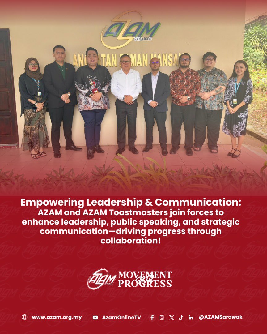 AZAMSarawak's tweet image. Driving Progress Through Communication &amp;amp; Leadership!

AZAM &amp;amp; AZAM Toastmasters strengthen collaboration in leadership, public speaking, and strategic communication—empowering individuals for meaningful impact. A step forward in the #MovementForProgress !