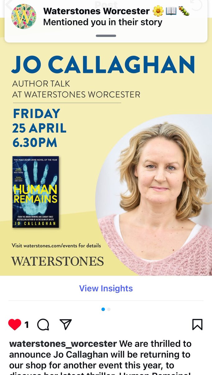 Really looking forward to talking about book 3 in the Kat and Lock series HUMAN REMAINS at <a href="/WatWorcester/">WaterstonesWorcester</a> on April 25th! Tickets from the shop’s website. It is a lovely city and shop so do join us.