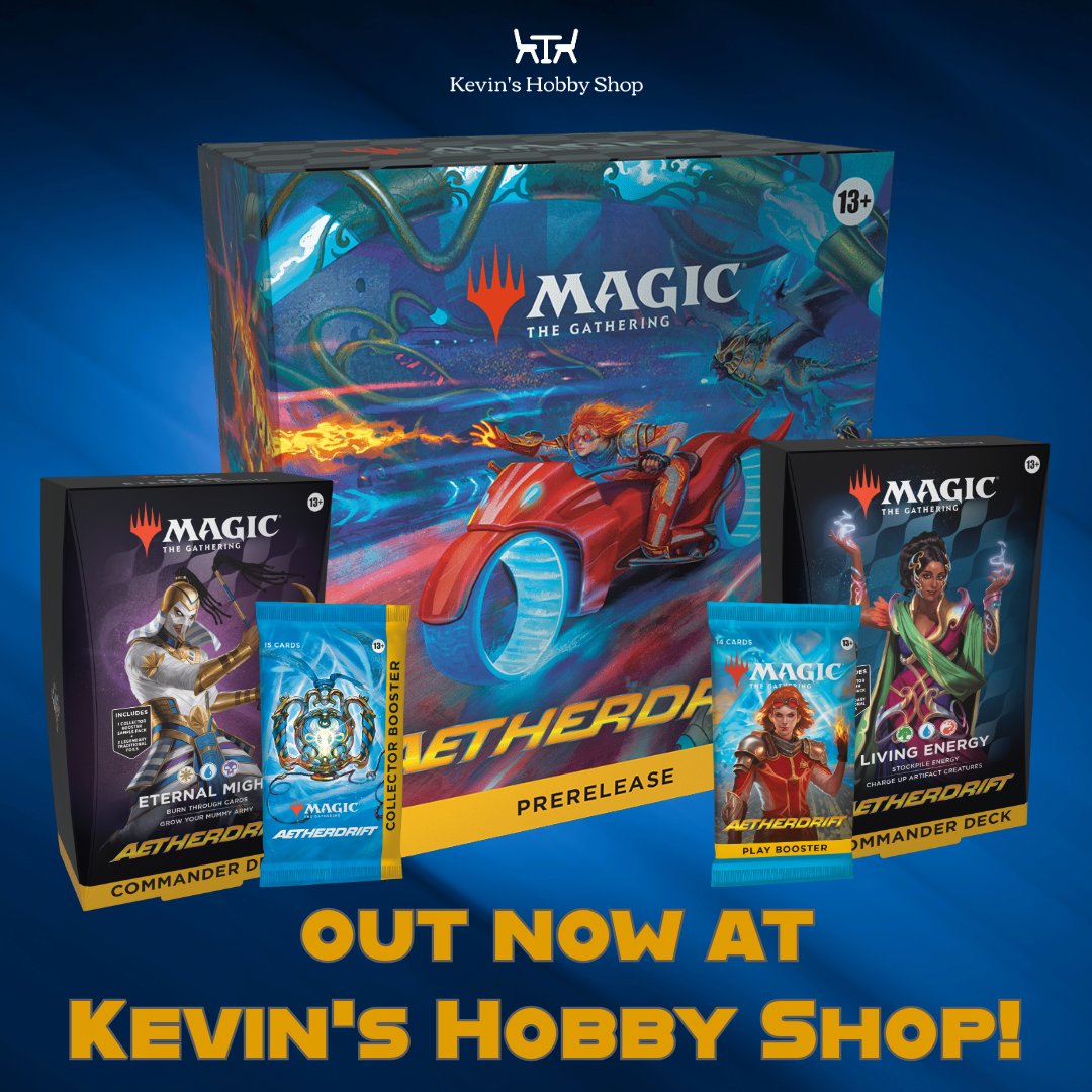 kevinshobbyshop's tweet photo. Magic: The Gathering Aetherdrift - NOW at Kevin's Hobby Shop! Check it out now! 

https://t.co/lUREi12UcT

#Kamppi #Helsinki #Pokemon #Pokemoncards #hobbyshop #videogames #Yuhgio #MagictheGathering #DND #DungeonsandDragons #nerd https://t.co/pq0wivJXFI