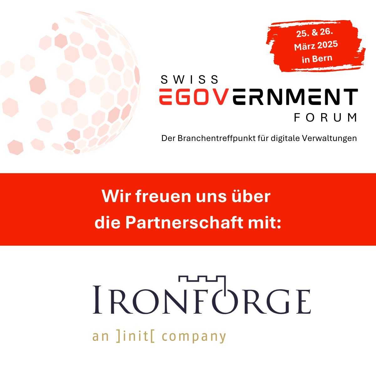 Wir bedanken uns für die Partnerschaft mit Ironforge am Swiss eGovernment Forum 2025. Hier finden Sie das Programm sowie Tickets: buff.ly/3MwBwdI

#swissegovernmentforum #egov #digitaleverwaltung #öffentlicheHand #Verwaltung #Gemeinde #Behörden #Stadt #Kanton #Bund