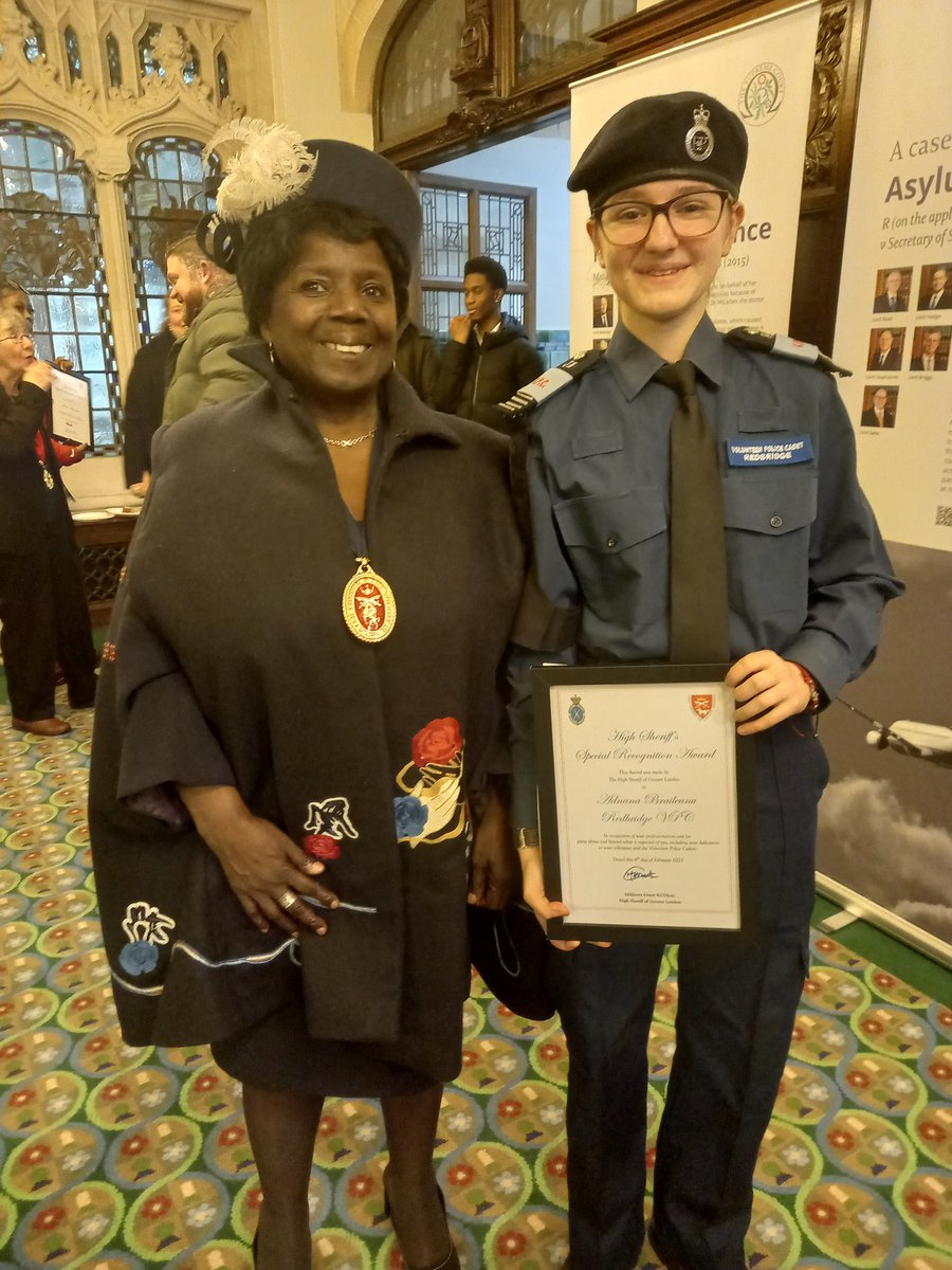 MPSRedbridge's tweet photo. Redbridge Volunteer Police Cadets attended the High Sheriff Award Order Ceremony at the Supreme Court and was presented with a High Sheriff Special Recognition Award. Amazing evening. Congratulations. #ourfuturegeneration
@MPSCadets @NationalVPC @redbridge_vpc https://t.co/tiH3DTV5F4