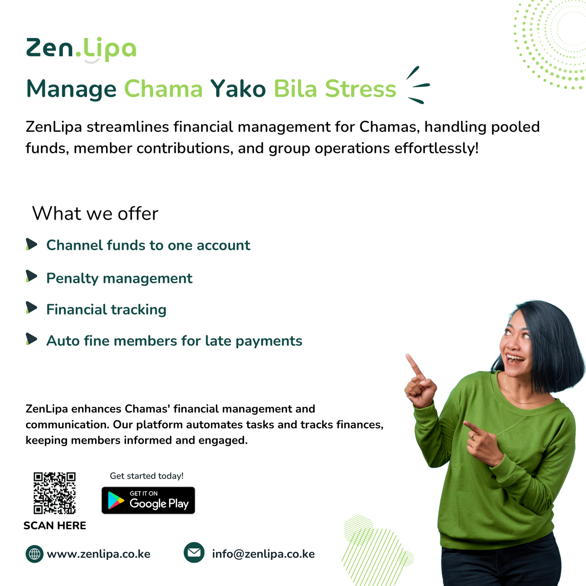 zenlipaltd's tweet photo. Effortlessly handle savings, loans, and investments with our platform. Stay organized, transparent, and efficient.
Visit us today at https://t.co/psI2fEHDLV to setup your chama with us!
#ChamaManagement #ZenLipa #InnovationToday https://t.co/HMKR27AQTV