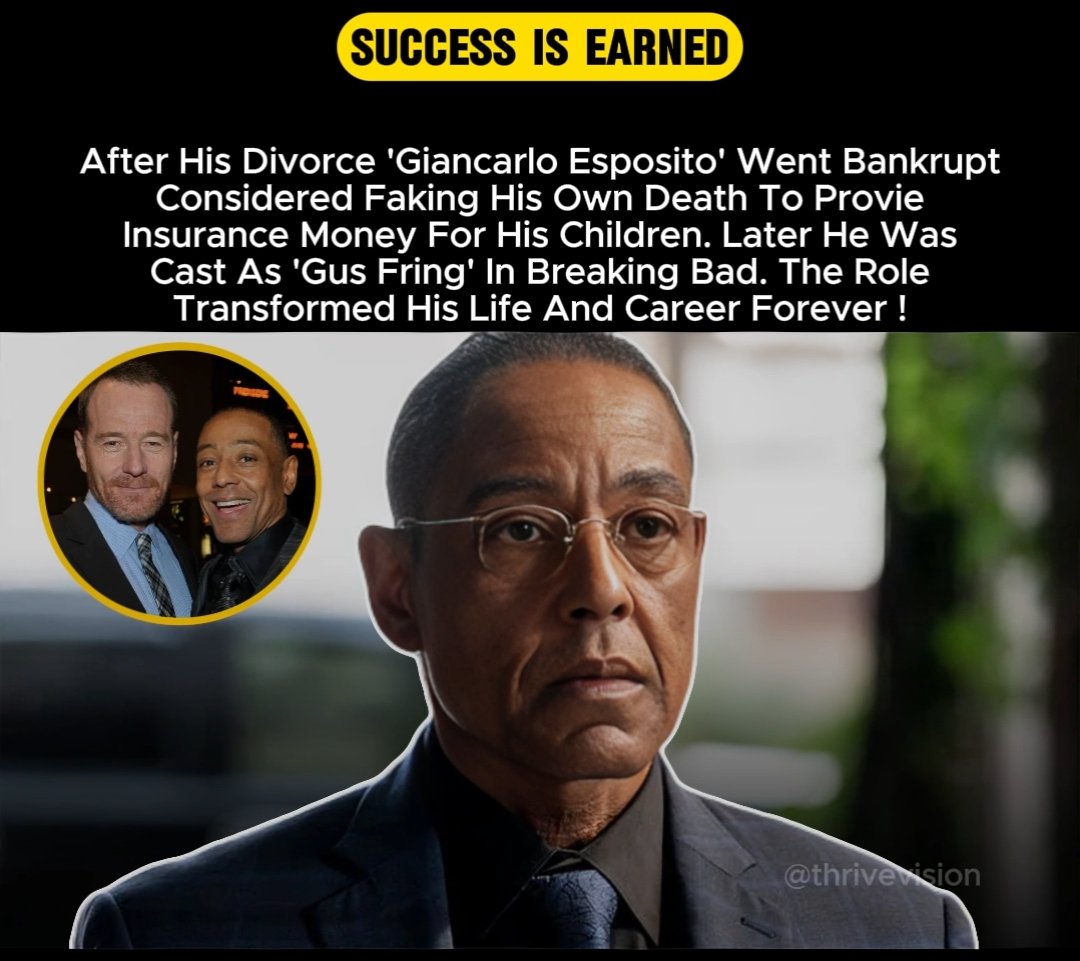 Thrivevizion's tweet photo. SUCCESS IS EARNED

#SuccessStory #GiancarloEsposito #BreakingBad #Inspiration #OvercomingObstacles #CareerTransformation #Perseverance https://t.co/UDVqpGxfhw