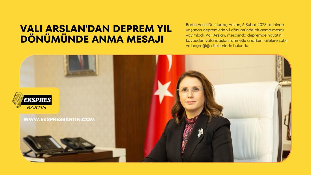 ekspresbartin's tweet photo. Bartın Valisi Dr. Nurtaç Arslan, 6 Şubat 2023 tarihinde yaşanan depremlerin yıl dönümünde bir anma mesajı yayımladı. Vali Arslan, mesajında depremde hayatını kaybeden vatandaşları rahmetle anarken, ailelere sabır ve başsağlığı dileklerinde bulundu. https://t.co/kG2V9OK1J6