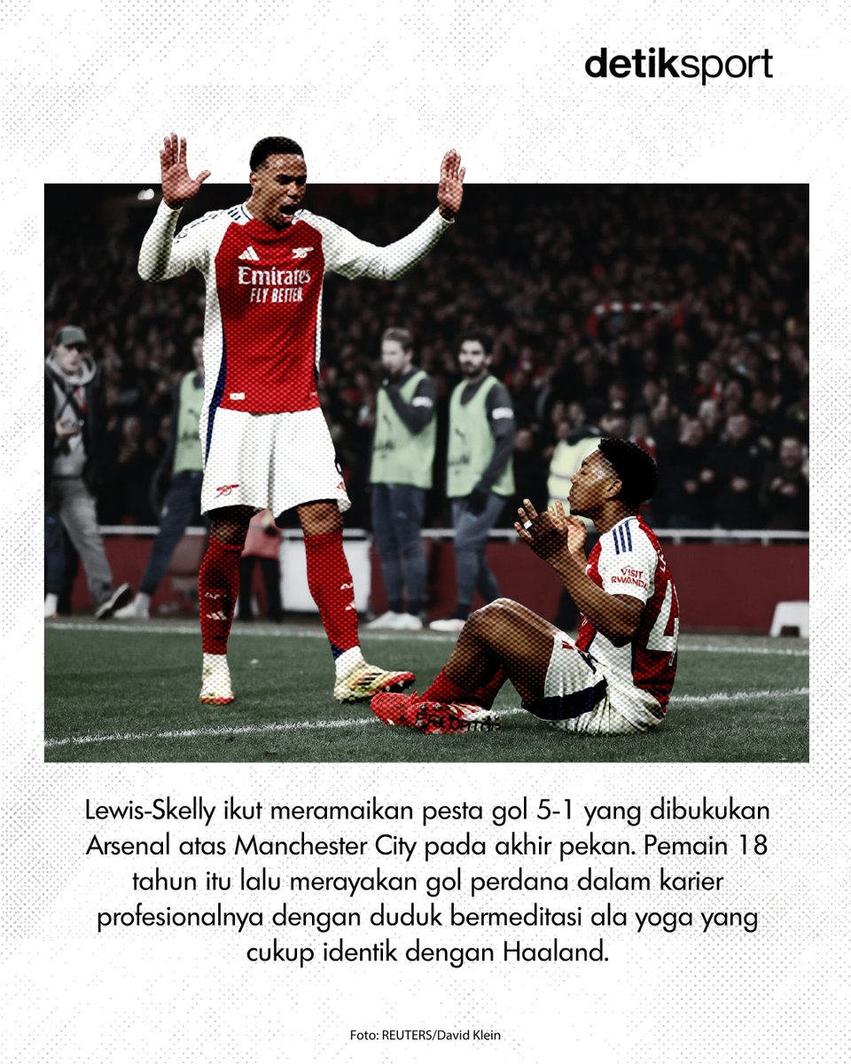 detiksport's tweet image. 𝐒𝐄𝐋𝐄𝐁𝐑𝐀𝐒𝐈 𝐏𝐄𝐌𝐀𝐈𝐍 𝐀𝐊𝐀𝐍 𝐃𝐈𝐀𝐓𝐔𝐑 😳⁣
⁣
Setelah Myles Lewis-Skelly meledek Erling Haaland lewat selebrasi meditasi, muncul kabar rencana Premier League untuk mengatur perayaan gol pemain 😱⁣
⁣
#PremierLeague #LewisSkelly #ErlingHaaland #detiksport