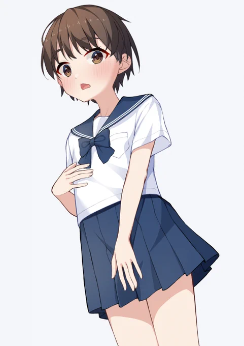 好奇心でセーラー服を着てしまった男の子を描こうとしました 