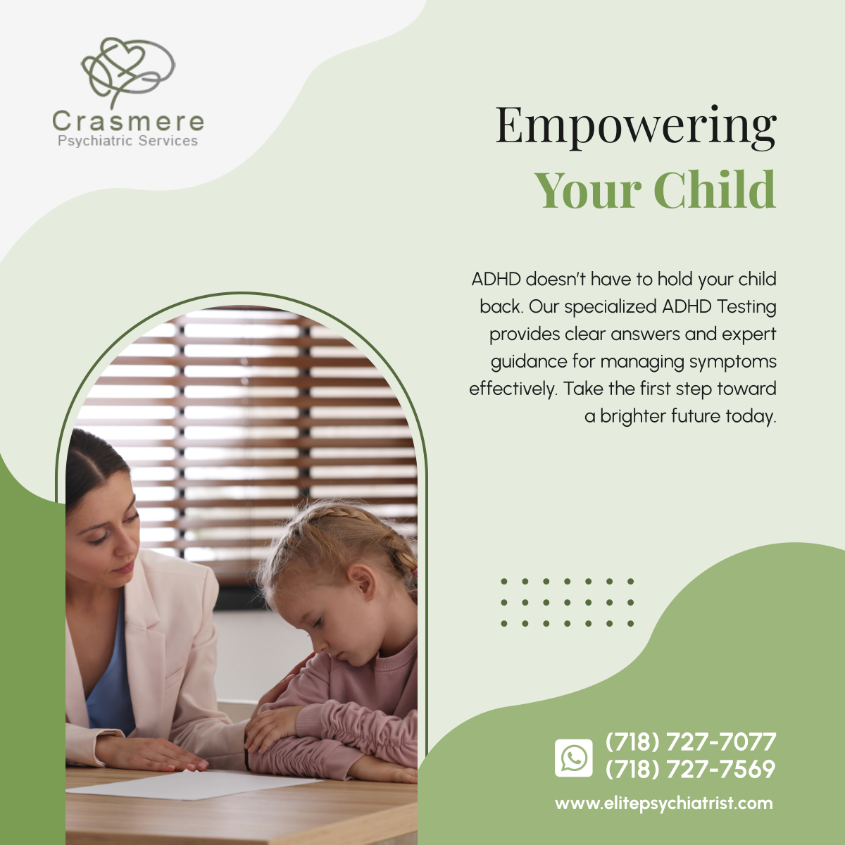 CrasmerePsych's tweet photo. Don’t let ADHD challenges overshadow your child’s potential. With our comprehensive ADHD Testing, we’ll help you uncover solutions and build a plan for success. Reach out to us and schedule a consultation now! 

#StatenIslandNY #PsychiatricServices #ADHDSupport #FocusOnWellness https://t.co/BueecDXgYH