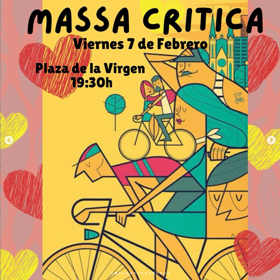 Como todos los primeros viernes de mes hoy hay Massa Crítica València! Nos encontramos a partir de las 19:30 en la Plaza de la Virgen y damos una vuelta por la ciudad con nuestras bicis.  

Si llegas tardes nos pillas con <a href="/CriticalMaps/">Critical Maps</a> 

¡Viva la bici! 🚲