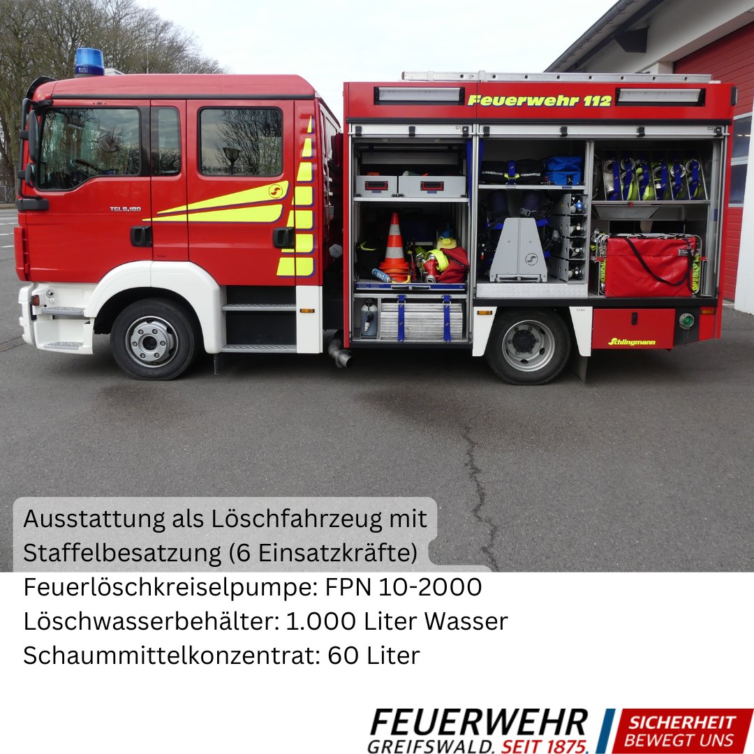 +++ INFORMATION +++
Und natürlich gibt es auch das Gegenstück zum eben vorgestellten TLF 4000: das Mittlere Löschfahrzeug der Freiwilligen Feuerwehr. Weniger Wasser, dafür hohe Wendigkeit - sehr gut geeignet für unsere Innenstadt.
#Notruftag
#Greifswald112