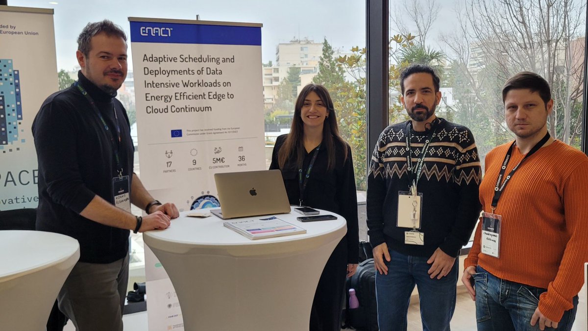 🚀 ENACT was present with a booth at the DataMITE Meet-up in Athens!, sharing our visionof the Cognitive Computing Continuum. Thanks to CERTH &amp; ICCS - NTUA for representing us &amp; sharing our vision! 📷#CognitiveComputingContinuum #EdgeAI #HorizonEurope