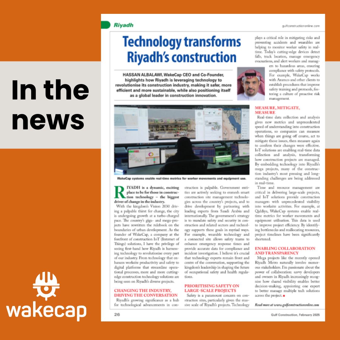 WakeCap (@wake_cap) on Twitter photo Our CEO and Co-Founder, <a href="/hassan_albalawi/">Hassan Albalawi</a> , talks to <a href="/Gulf_const/">Gulf Construction</a> about how Riyadh is leveraging technology to revolutionise its construction industry. Read the full article here
gulfconstructiononline.com/Article/162880…
#constructioninnovation #saudicontech #wakecap #contech #saudiconstruction Our CEO and Co-Founder, <a href="/hassan_albalawi/">Hassan Albalawi</a> , talks to <a href="/Gulf_const/">Gulf Construction</a> about how Riyadh is leveraging technology to revolutionise its construction industry. Read the full article here
gulfconstructiononline.com/Article/162880…
#constructioninnovation #saudicontech #wakecap #contech #saudiconstruction