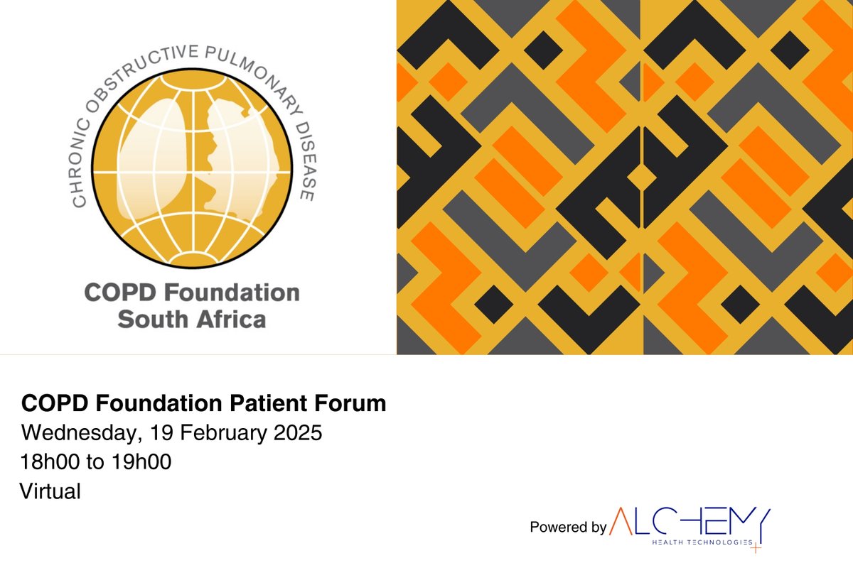 🌟 We are excited to partner with the COPD Foundation for the "COPD Foundation Patient Forum" on Feb 19! Empowering patients, carers, and healthcare providers. 
RSVP now: [ copd.co.za/press-room ]  #COPD #PatientEmpowerment #alchemyhealth #healthsiteinfo