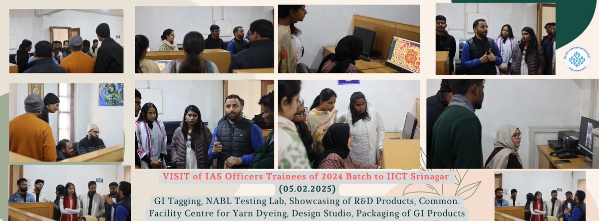 Indian Institute of Carpet Technology, Srinagar (@iict_srinagar) on Twitter photo VISIT of IAS Officers Trainees of 2024 Batch for Bharat Darshan to <a href="/iict_srinagar/">Indian Institute of Carpet Technology, Srinagar</a> on 05.02.2025 to showcase GI Tagging of Kashmir Hand-Knotted Carpets, NABL Testing Lab, Showcasing of R&D Products, Common. Facility Centre for Yarn Dyeing, Design Studio, Packaging of GI Products. VISIT of IAS Officers Trainees of 2024 Batch for Bharat Darshan to <a href="/iict_srinagar/">Indian Institute of Carpet Technology, Srinagar</a> on 05.02.2025 to showcase GI Tagging of Kashmir Hand-Knotted Carpets, NABL Testing Lab, Showcasing of R&D Products, Common. Facility Centre for Yarn Dyeing, Design Studio, Packaging of GI Products.