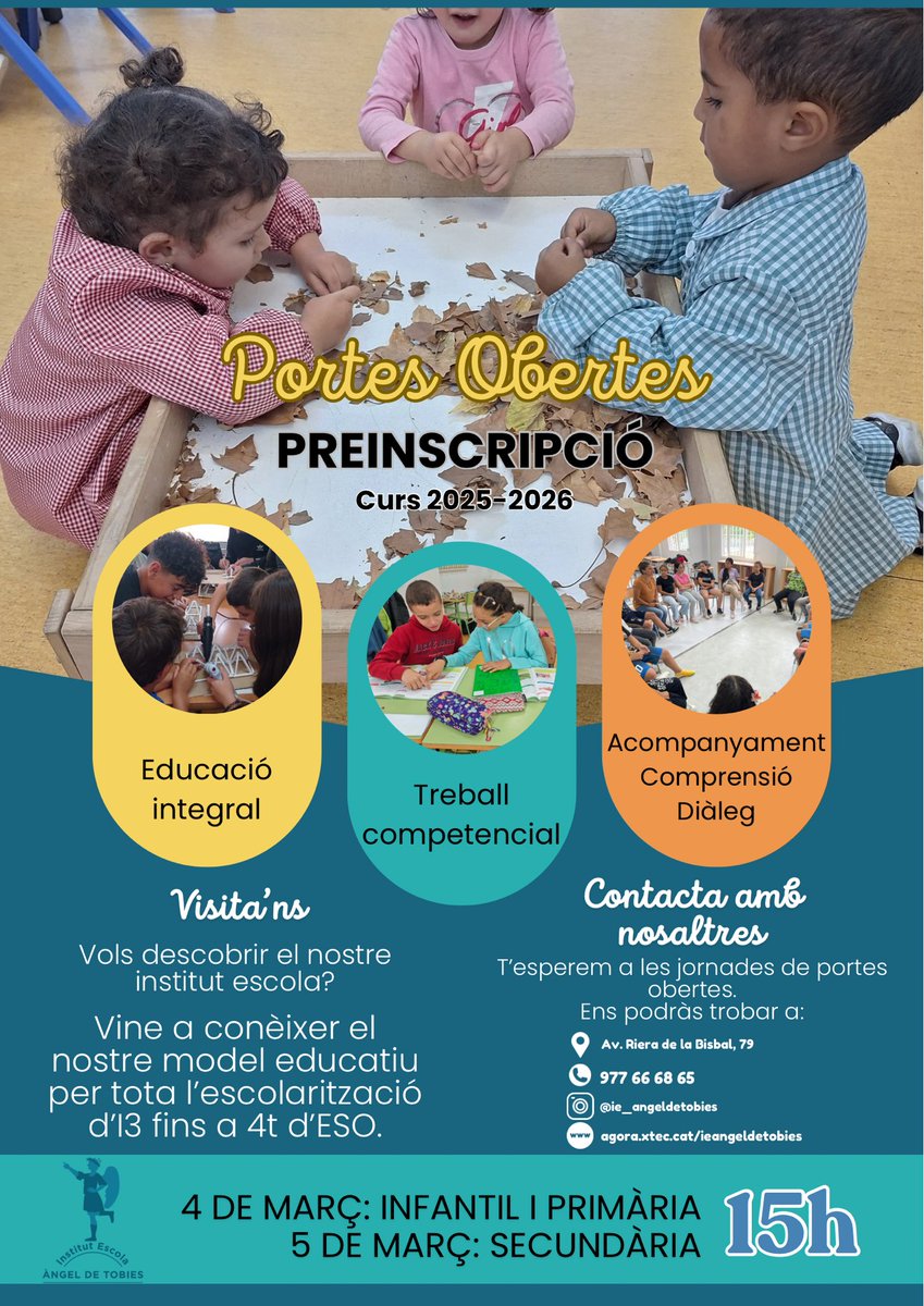 Vols conèixer el nostre institut escola? 
T’esperem a les jornades de portes obertes els propers 4 i 5 de març. 🎓🏫📚