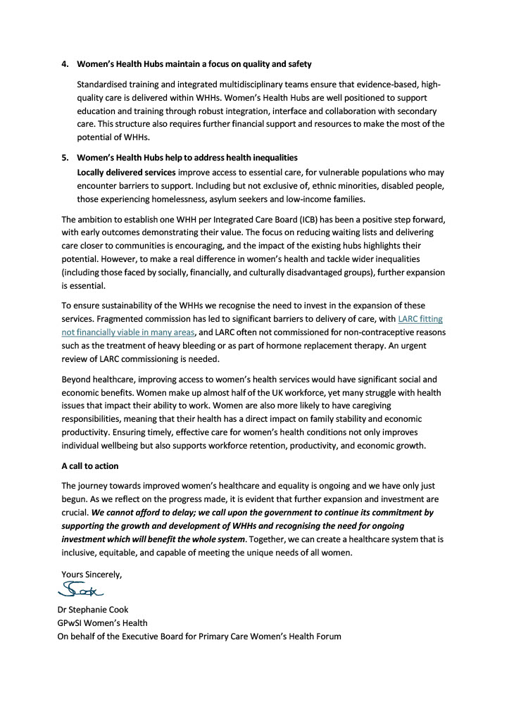 We at the PCWHF share the concerns of the <a href="/RCObsGyn/">RoyalCollegeObsGyn</a> and @FSRH_UK about <a href="/NHSEngland/">NHS England</a> removing Women's Health Hubs from the 2025/26 planning guidance. This decision is concerning and could have serious consequences. Please read our full letter to <a href="/wesstreeting/">Wes Streeting</a> for more details.