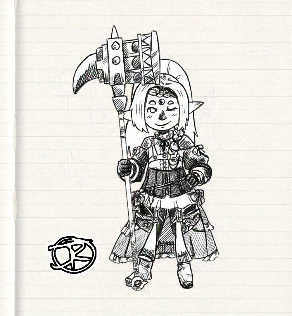 Muffinsauro's tweet photo. >Get back to FFXIV for 4 days 
>Get a new gear 
>Make a new glamour 
>Disappear again  

#ffxiv #ffxivart #lalafell #sketchart https://t.co/xuiYQVsAuX