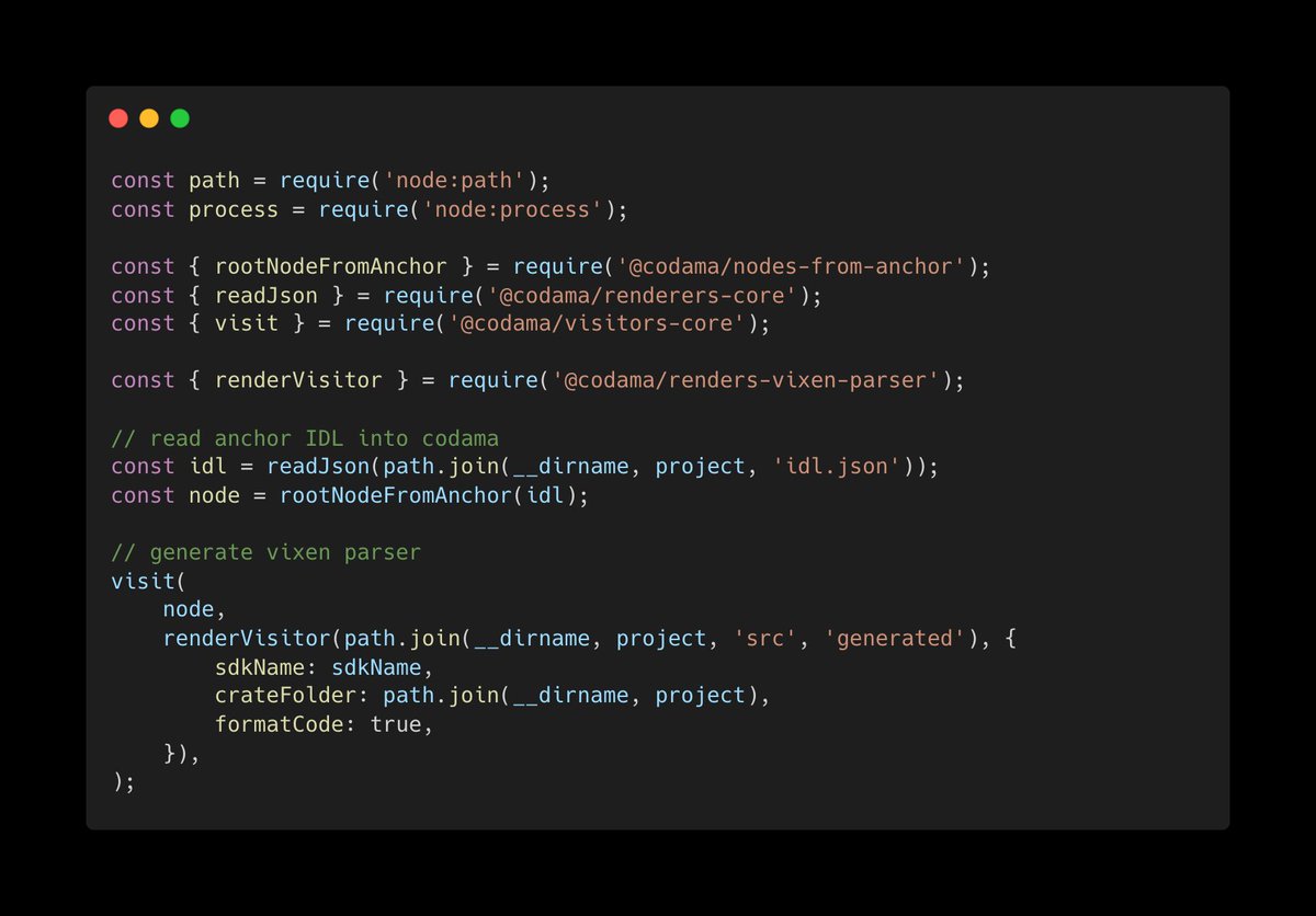 Generate a Yellowstone Vixen <a href="/solana/">Solana</a> program parser from a program IDL using Codama.

Yes, <a href="/anchorlang/">anchor</a> is supported both v0 and v1 schemas.