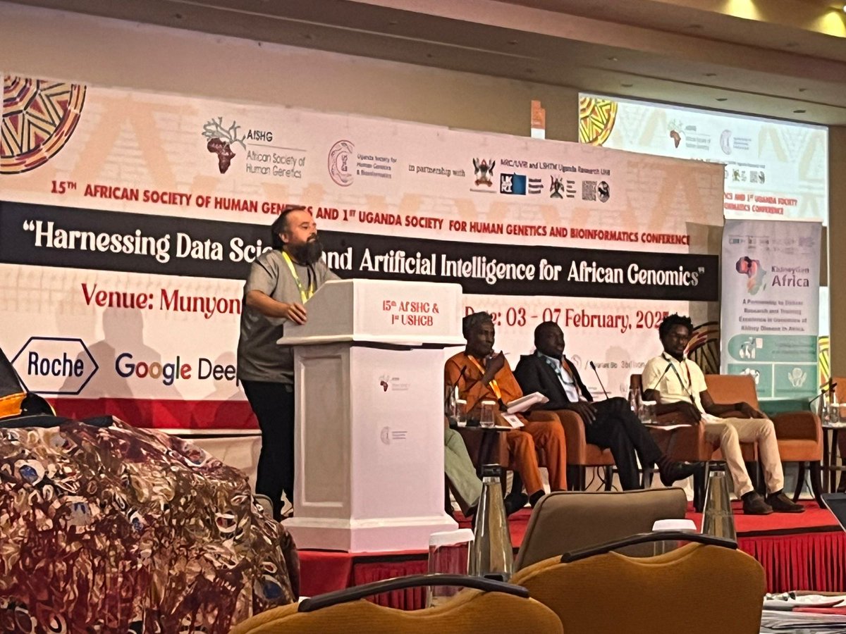 Dr Jean-Tristan Brandenburg, of <a href="/SBIMB1/">SBIMB</a>, speaking at the launch of #KidneyGenAfrica at the <a href="/AfSHGenetics/">AfricanSocHumGenet</a>   Conference in Uganda on the 4th of Feb.