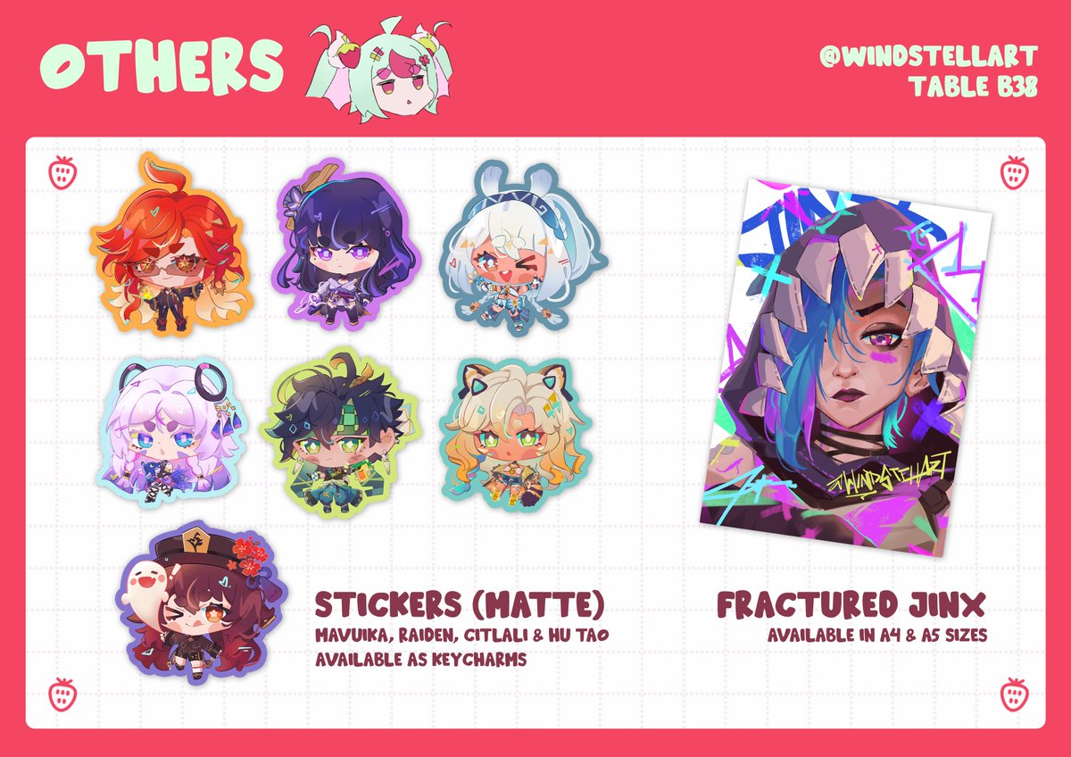 windstellart's tweet image. Komiket Catalog

Table B39 with @_AruChi &amp;amp; @aangeldeesu 

[other fandoms not present will still be available e.g. frieren, zzz, etc.]

#art #catalog #HatsuneMiku #Miku #VOCALOID  #HonkaiStarRail #GenshinImpact #Jinx #Robin