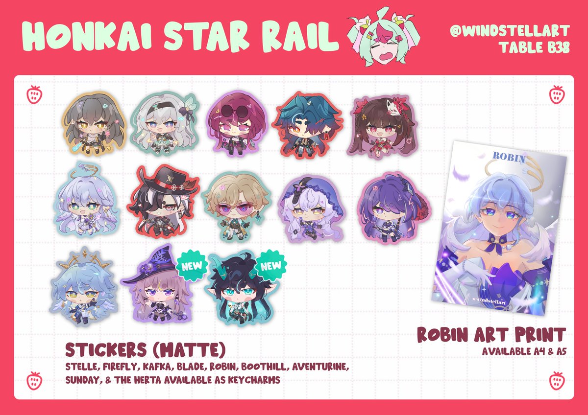 windstellart's tweet image. Komiket Catalog

Table B39 with @_AruChi &amp;amp; @aangeldeesu 

[other fandoms not present will still be available e.g. frieren, zzz, etc.]

#art #catalog #HatsuneMiku #Miku #VOCALOID  #HonkaiStarRail #GenshinImpact #Jinx #Robin